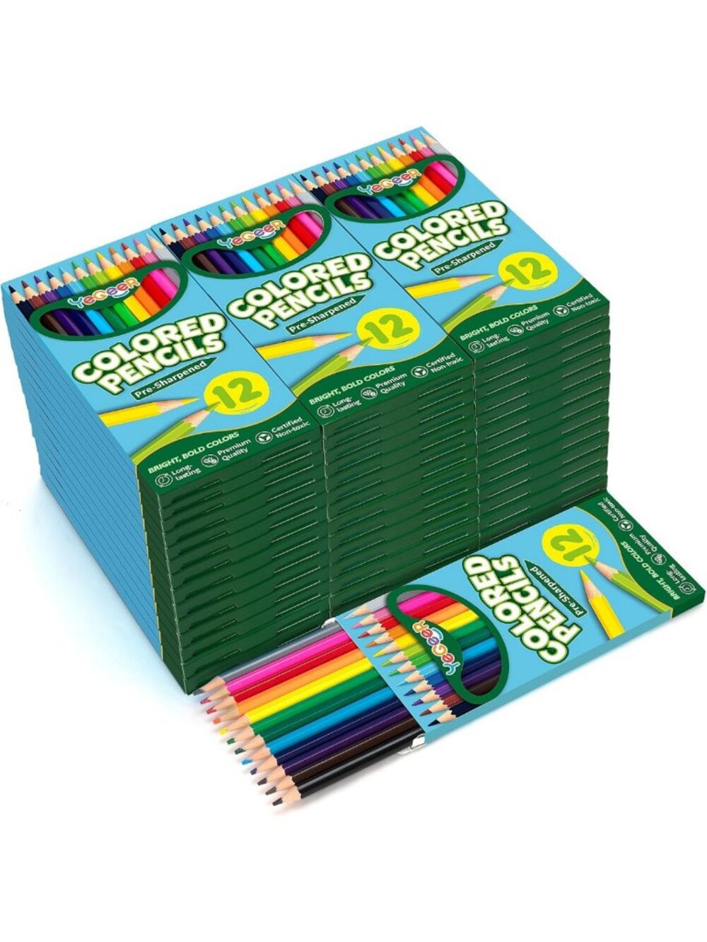 528 Colored Pencils Set - 12 Assorted Colors, Pre-Sharpened for Kids & Adults